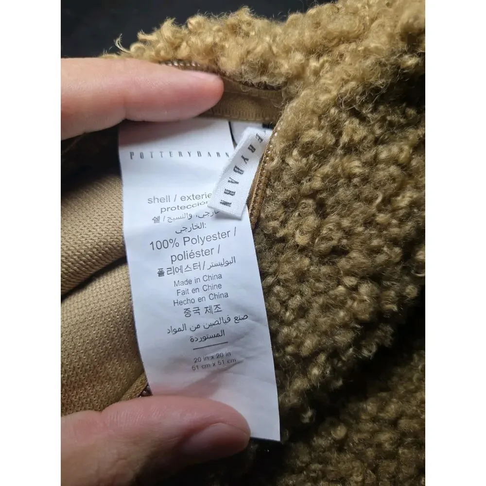 POTTERY BARN COZY TEDDY FAUX FUR PILLOW COVERS Bown, 20 x 20